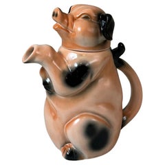 Teiera in porcellana tedesca Pig del XX secolo, anni '50