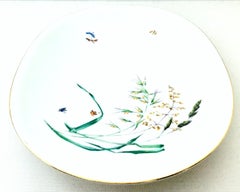 20th Century German Porcelain & 22-Karat Gold Organic Form Oval Platter by H & C