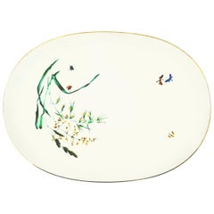 20th Century German Porcelain & 22-Karat Gold Organic Form Oval Platter by H & C