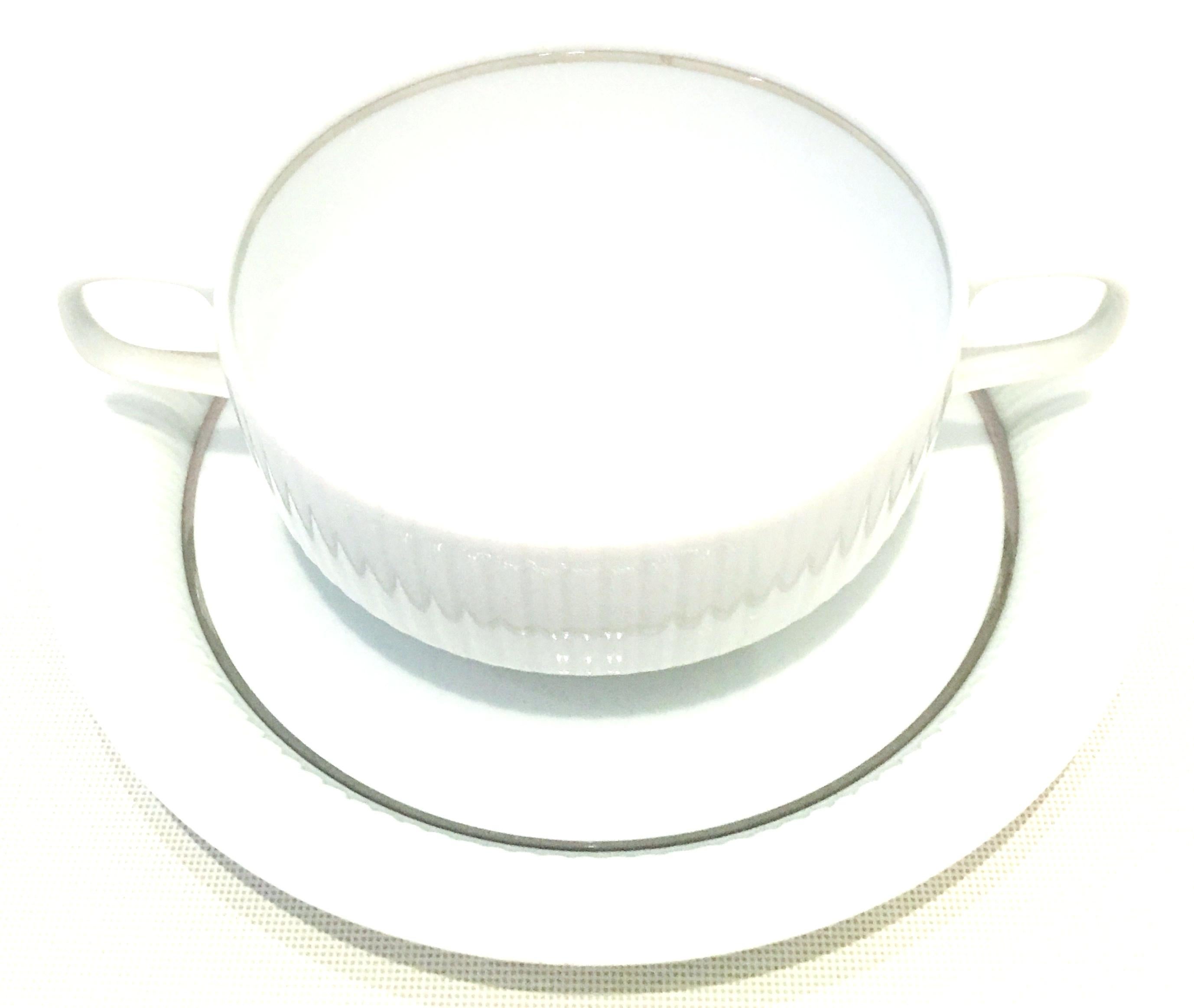 Modern 20th Century German Porcelain Cream Soup Cup and Saucer Set of 8 by Rosenthal For Sale