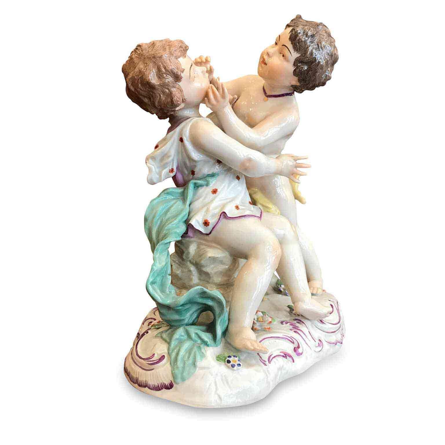 Romantic 20th Century German Porcelain Group with Putti by Passau Manufacture For Sale