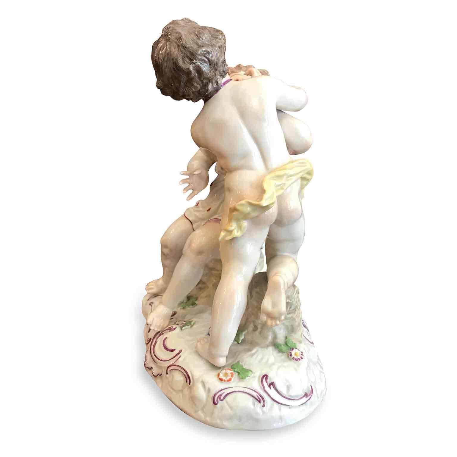 Italian 20th Century German Porcelain Group with Putti by Passau Manufacture For Sale