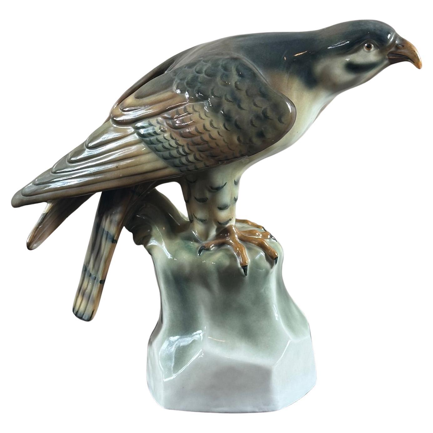 20th century German Porcelain Hawk Scuplture, 1940s