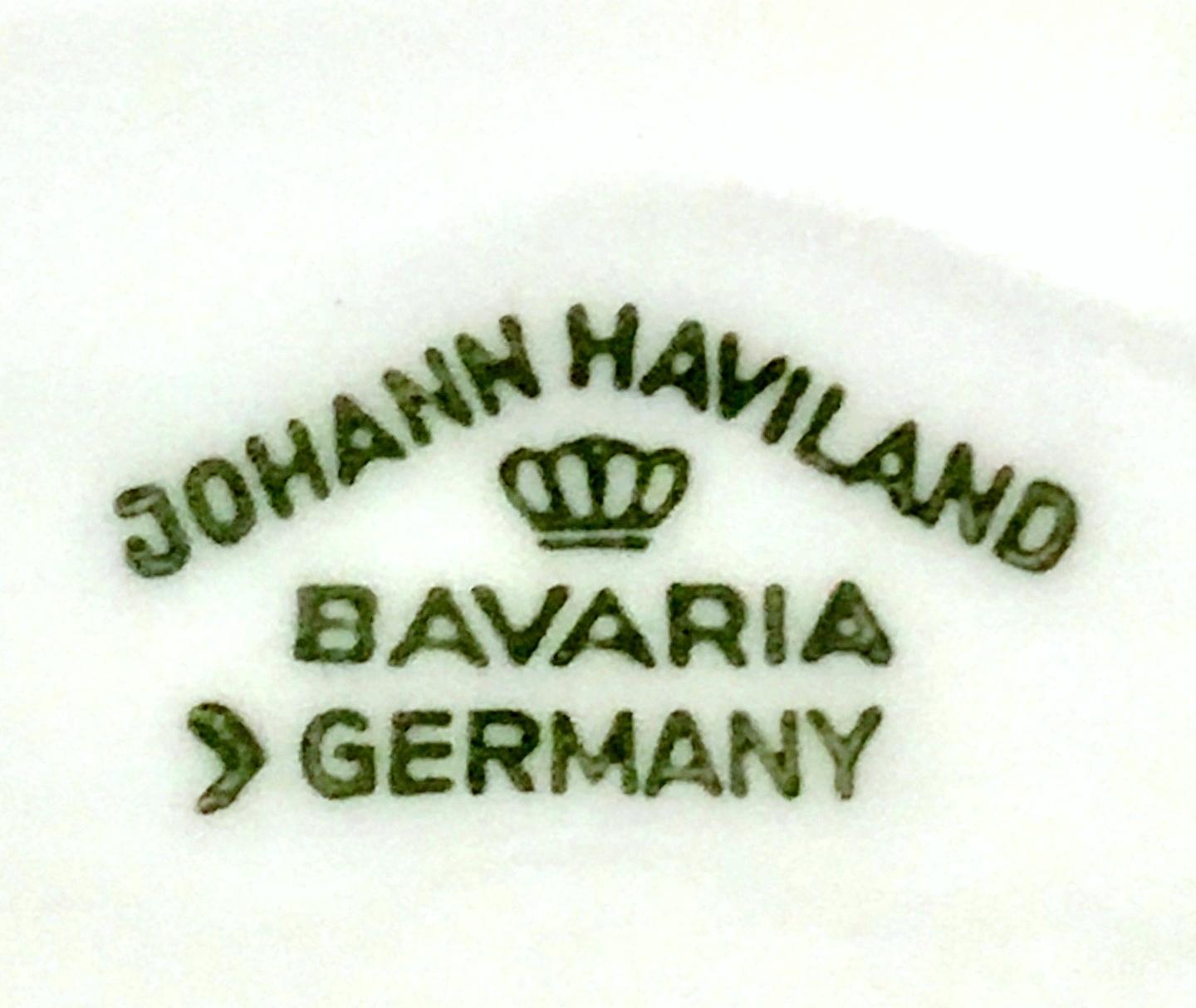 20th Century German Porcelain & Platinum Dinnerware Set of 21 by Johann Haviland For Sale 11