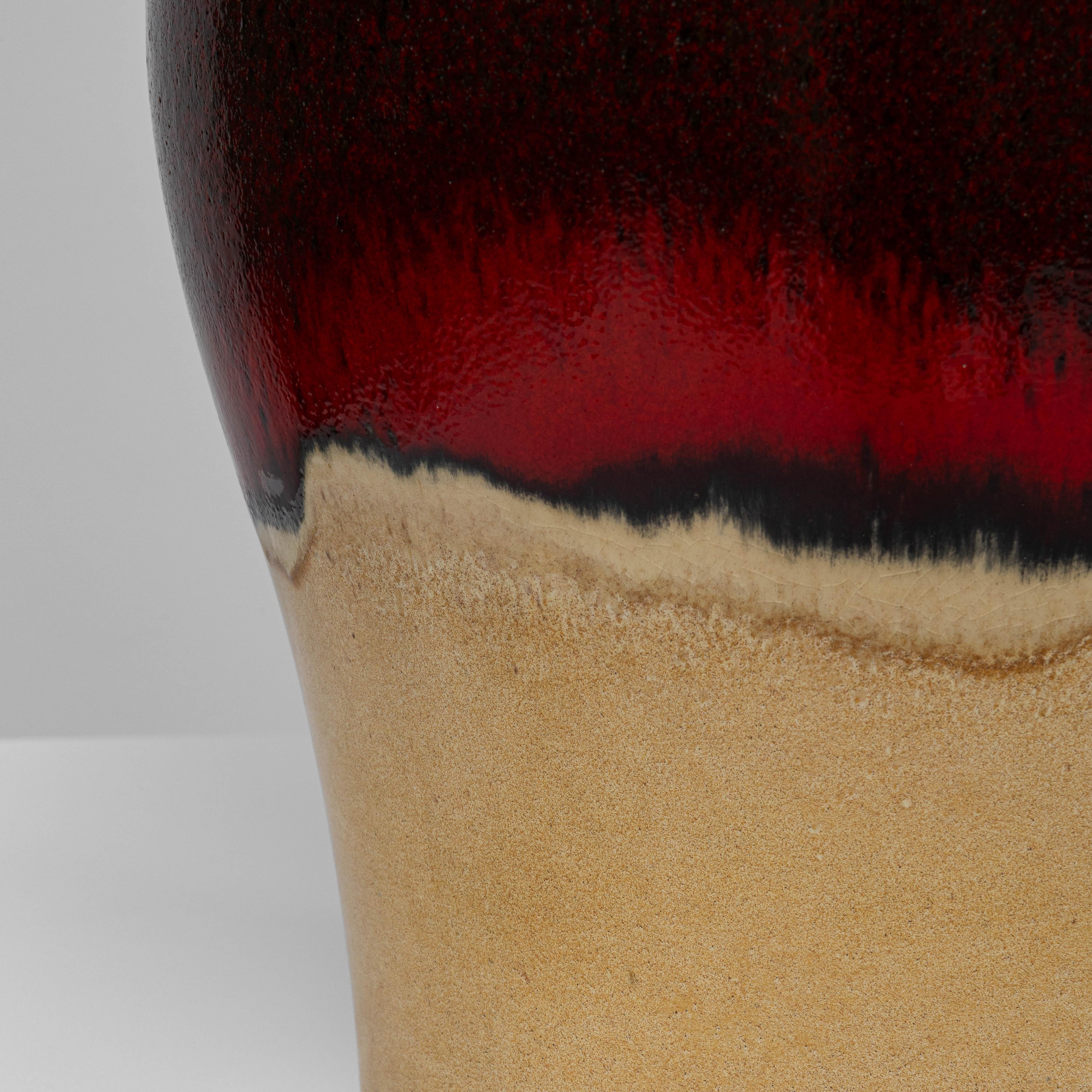 20th Century German Red And Tan Ceramic Table Lamp For Sale 9