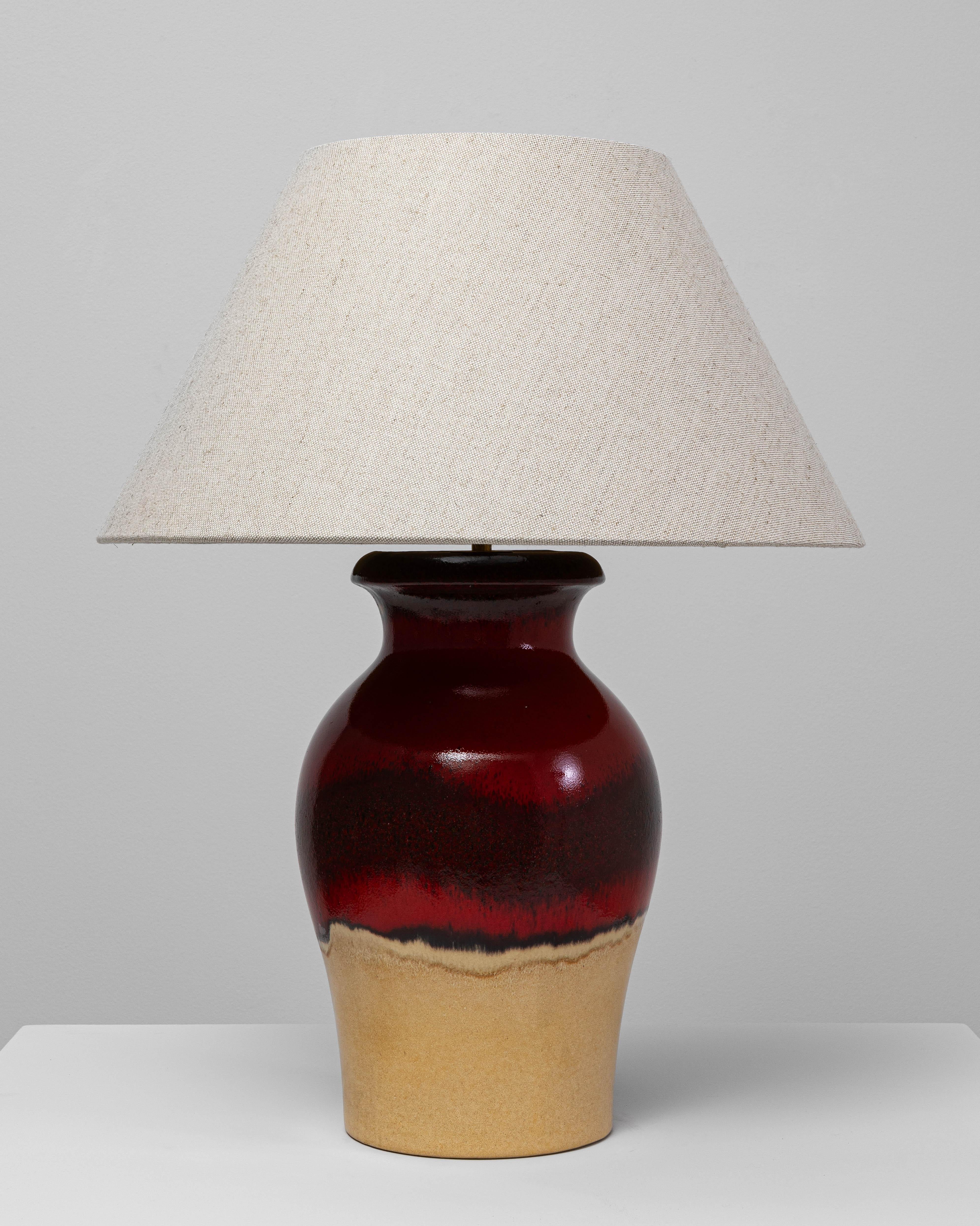 20th Century German Red And Tan Ceramic Table Lamp For Sale 5