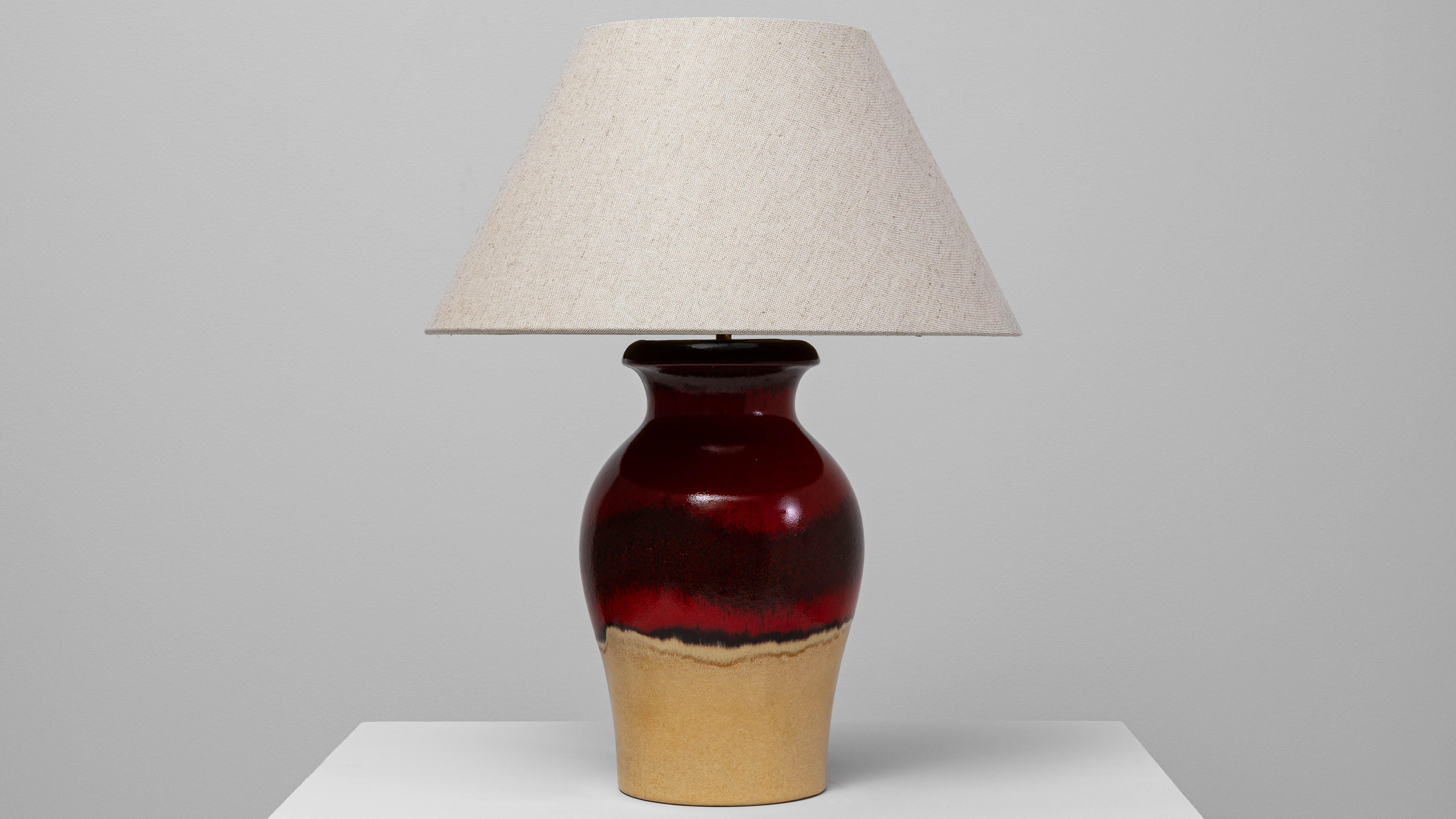 20th Century German Red And Tan Ceramic Table Lamp For Sale 6