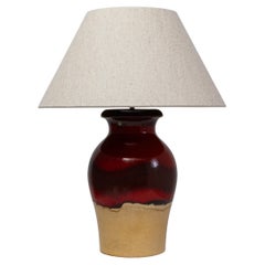 20th Century German Red And Tan Ceramic Table Lamp