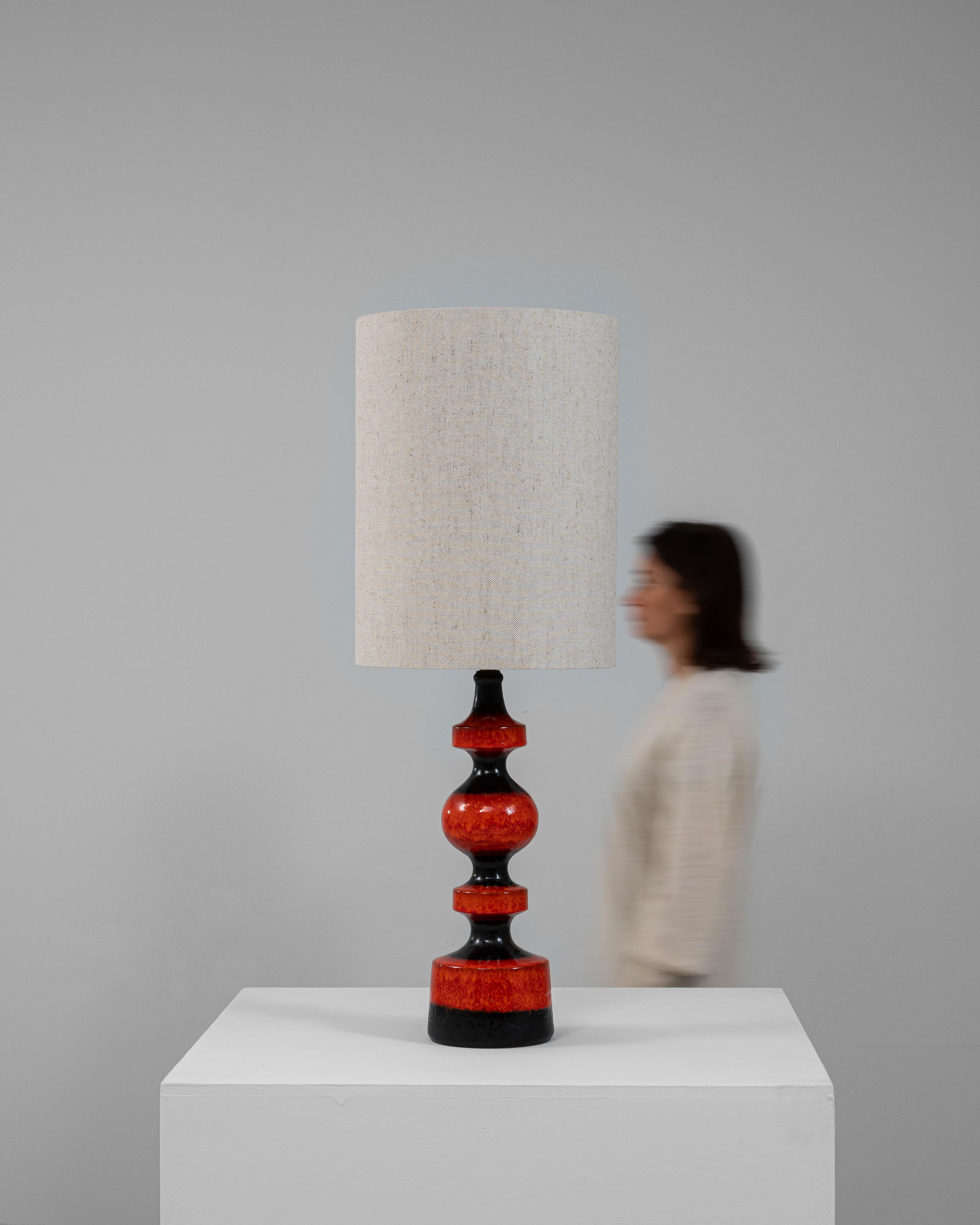 20th Century German Red Lava Glazed Ceramic Table Lamp For Sale 4