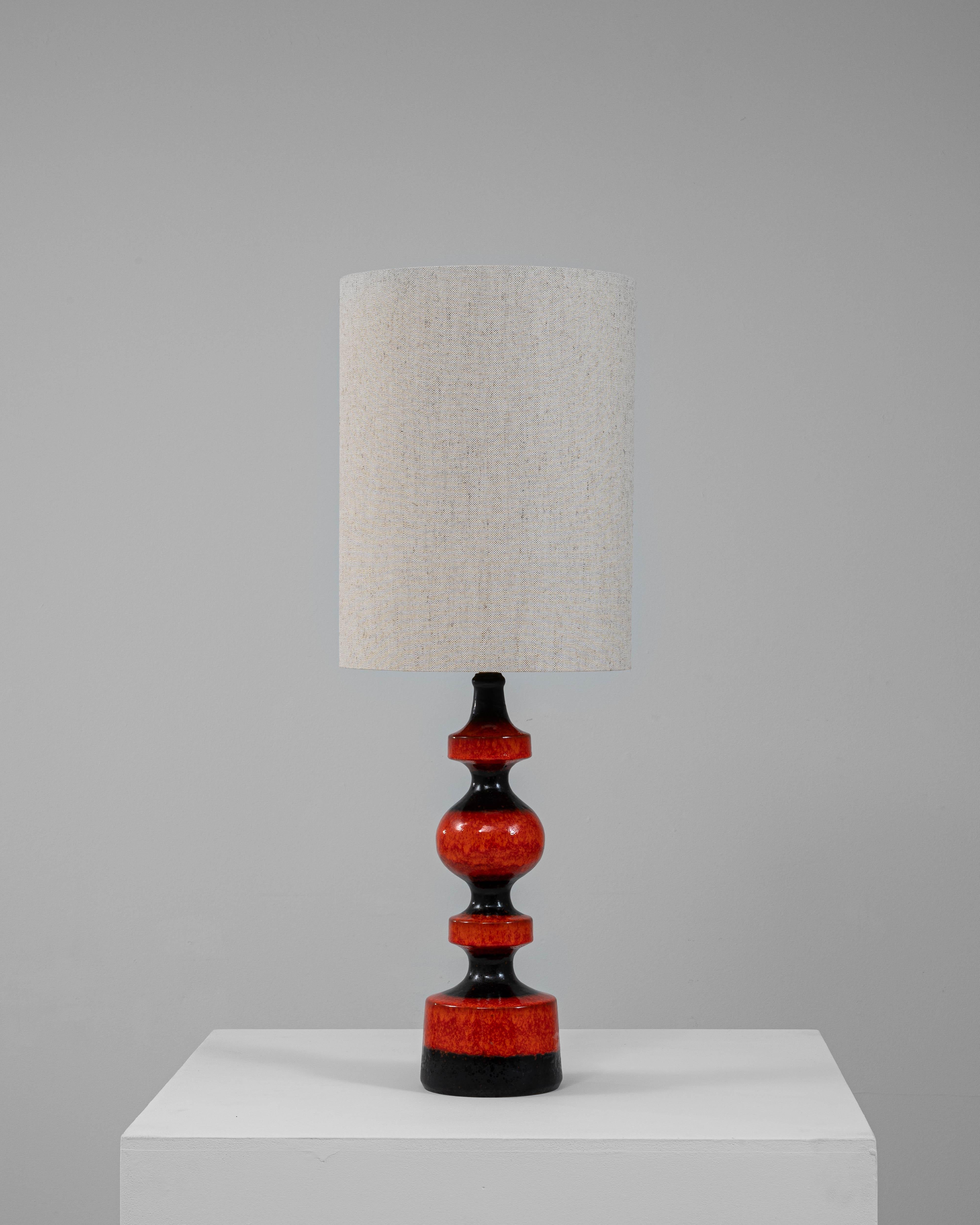 20th Century German Red Lava Glazed Ceramic Table Lamp For Sale 5