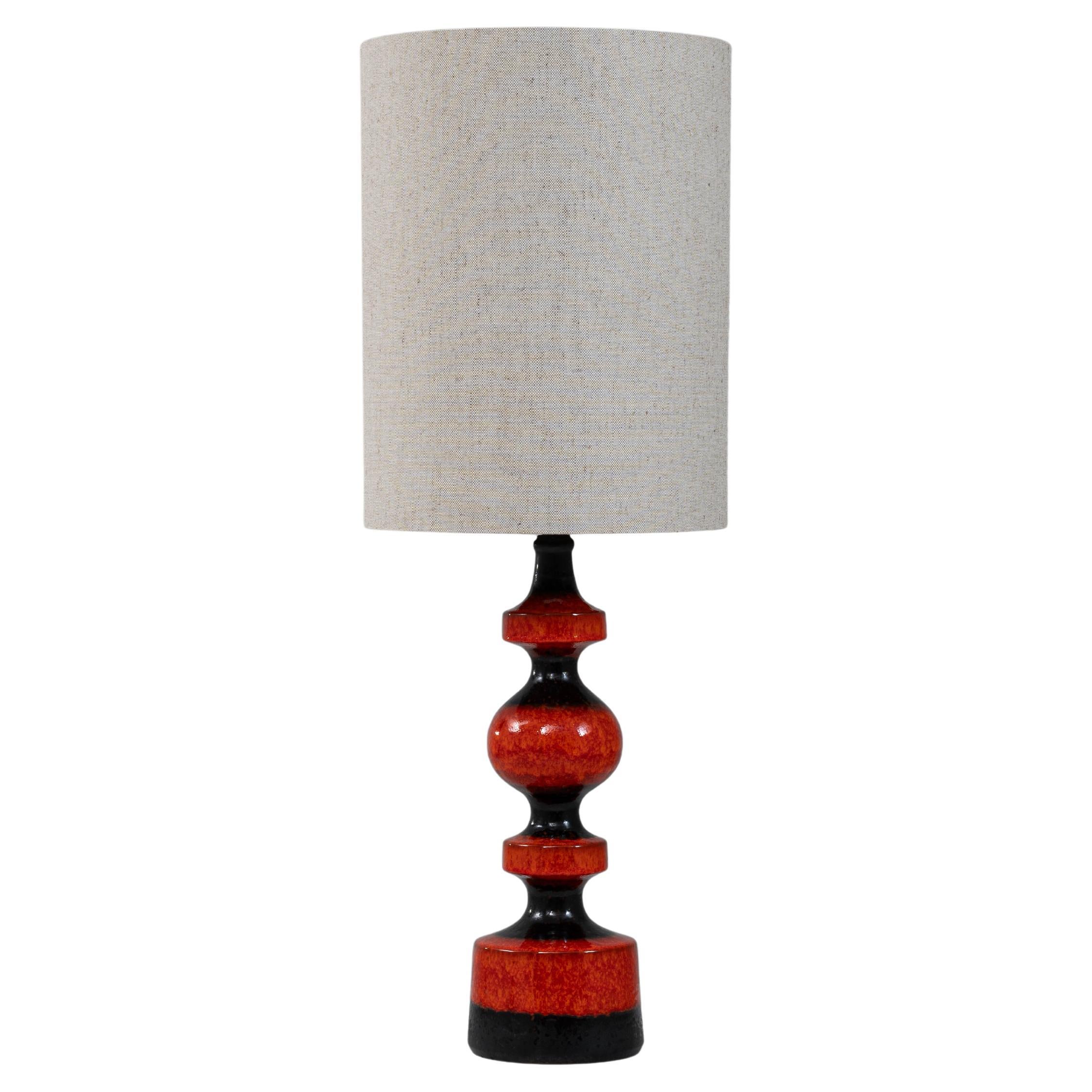 20th Century German Red Lava Glazed Ceramic Table Lamp