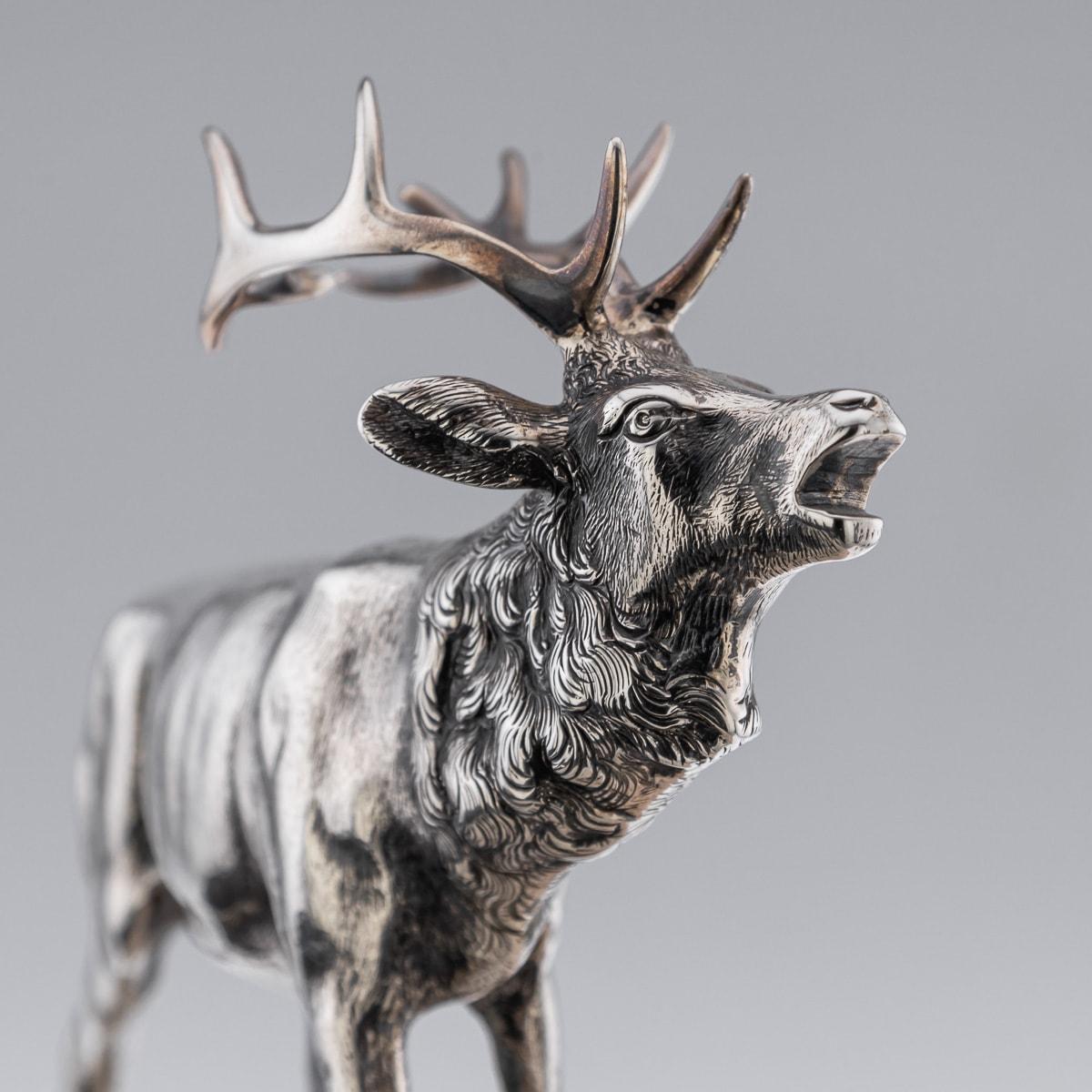 20th Century German Renaissance Style Solid Silver Model Of A Stag c.1913 For Sale 4