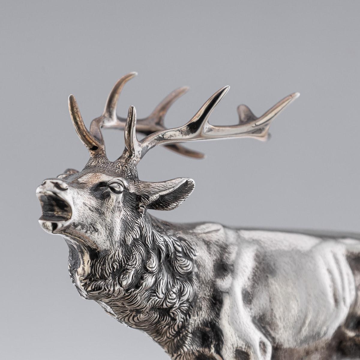 20th Century German Renaissance Style Solid Silver Model Of A Stag c.1913 For Sale 5