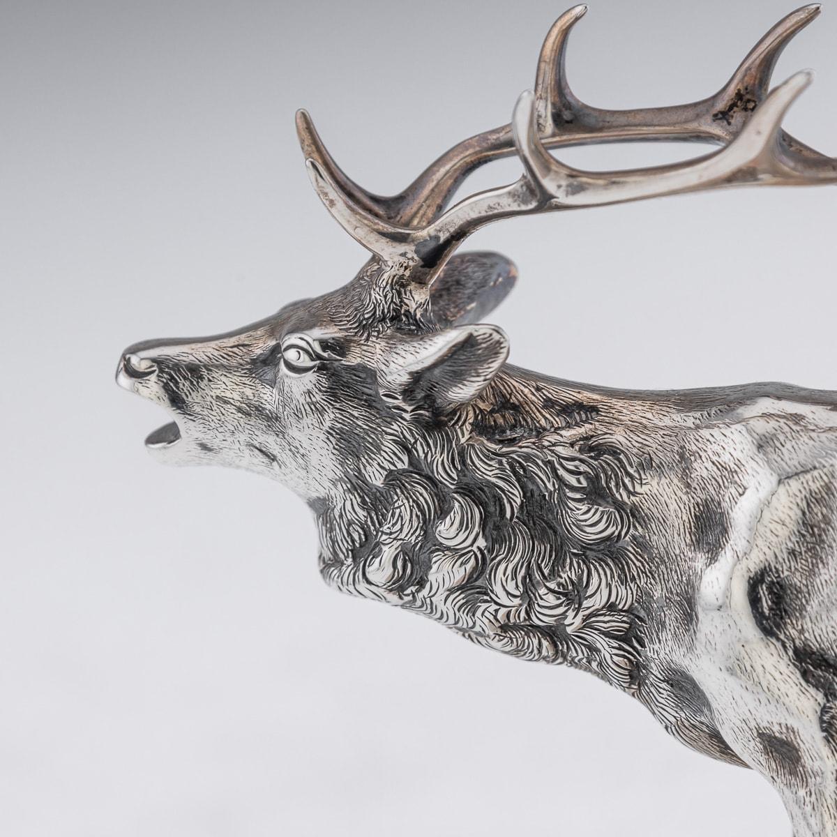 20th Century German Renaissance Style Solid Silver Model Of A Stag c.1913 For Sale 6