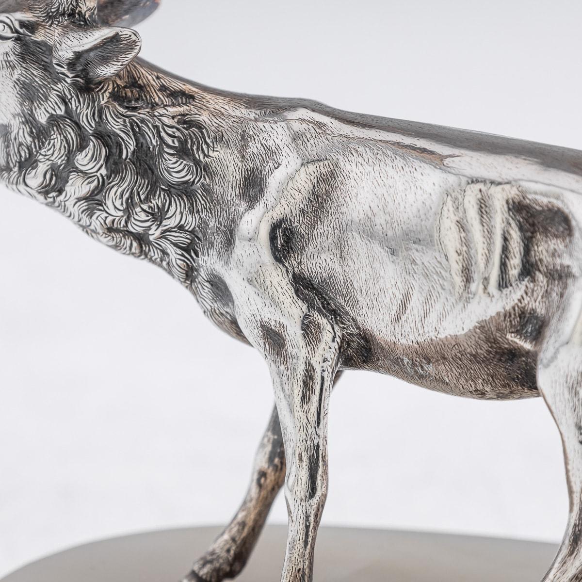 20th Century German Renaissance Style Solid Silver Model Of A Stag c.1913 For Sale 7