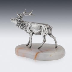20th Century German Renaissance Style Solid Silver Model Of A Stag c.1913