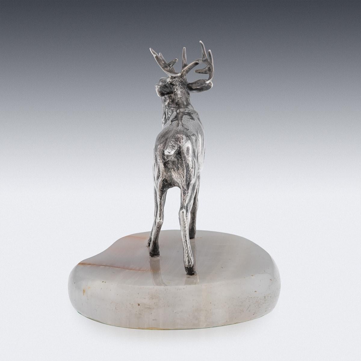 English 20th Century German Renaissance Style Solid Silver Model Of A Stag c.1913 For Sale