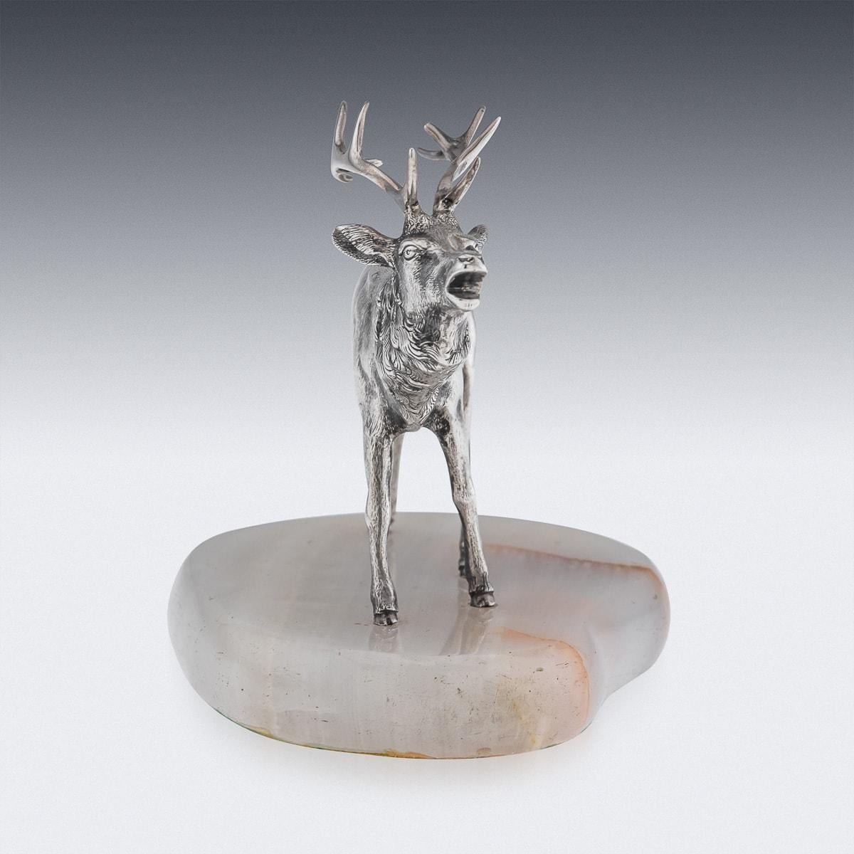 Early 20th Century 20th Century German Renaissance Style Solid Silver Model Of A Stag c.1913 For Sale