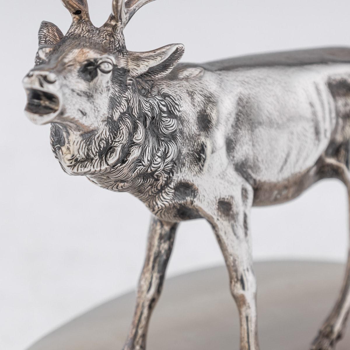 20th Century German Renaissance Style Solid Silver Model Of A Stag c.1913 For Sale 3