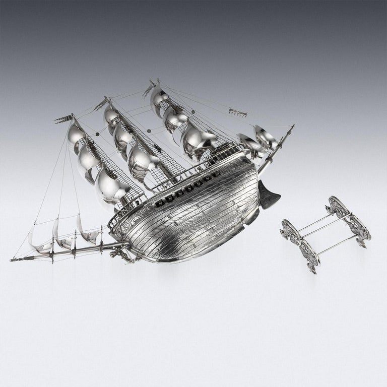 20th Century German Silver Impressive Large Neff Galleon Ship, circa