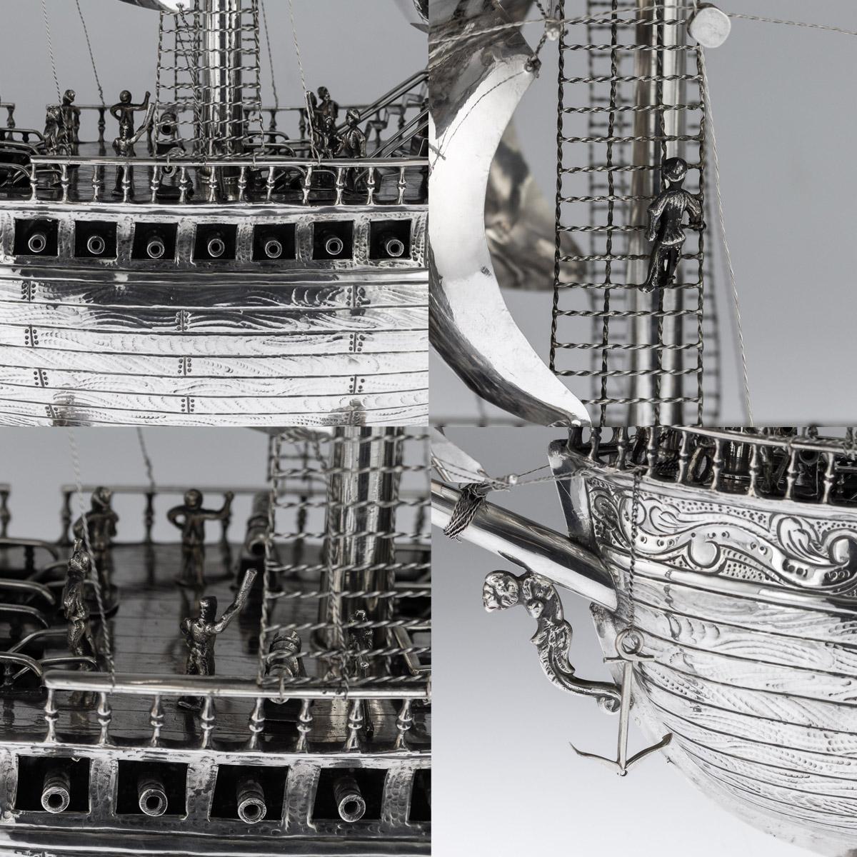 20th Century German Silver Impressive Large Neff Galleon Ship, circa 1930 4