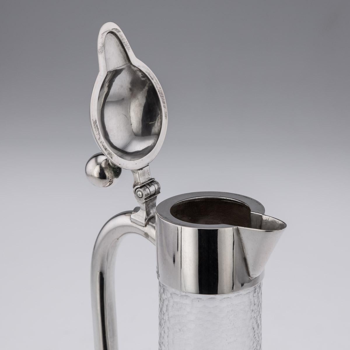 20th Century German Solid Silver & Etched Glass Claret Jug, circa 1900 For Sale 8