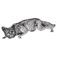 Vintage 20th Century German Solid Silver Fox Table Ornament, Hanau, c.1900