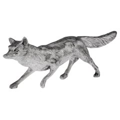 Vintage 20th Century German Solid Silver Fox Table Ornament, Hanau, c.1910