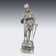 20th Century German Solid Silver Knight Figure, Hanau, c.1910