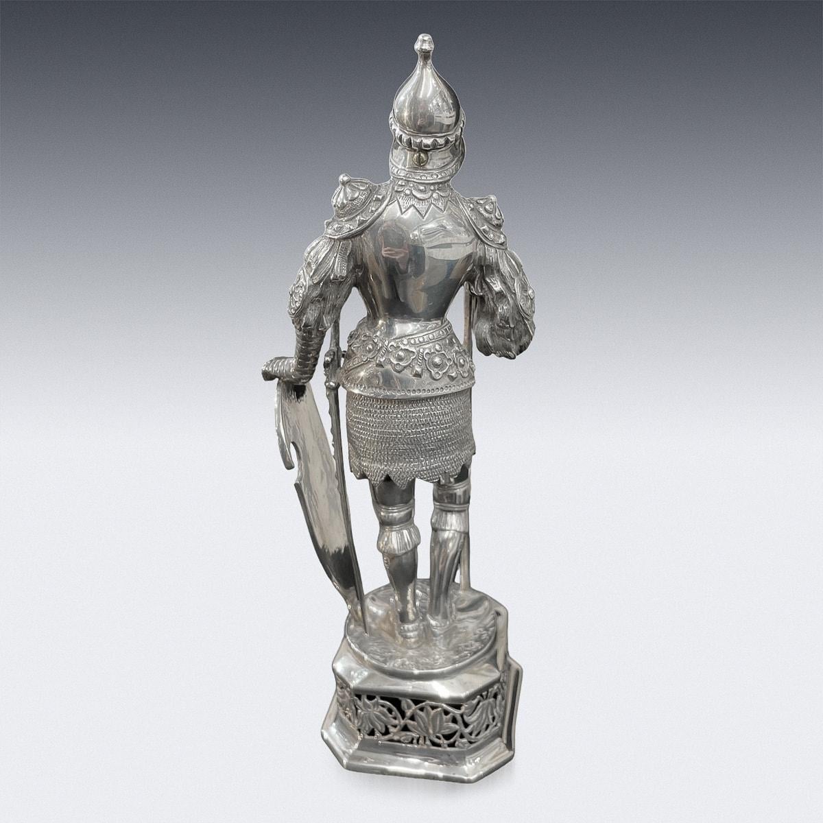 20th Century German Solid Silver Knight Figure, Hanau, c.1910 1