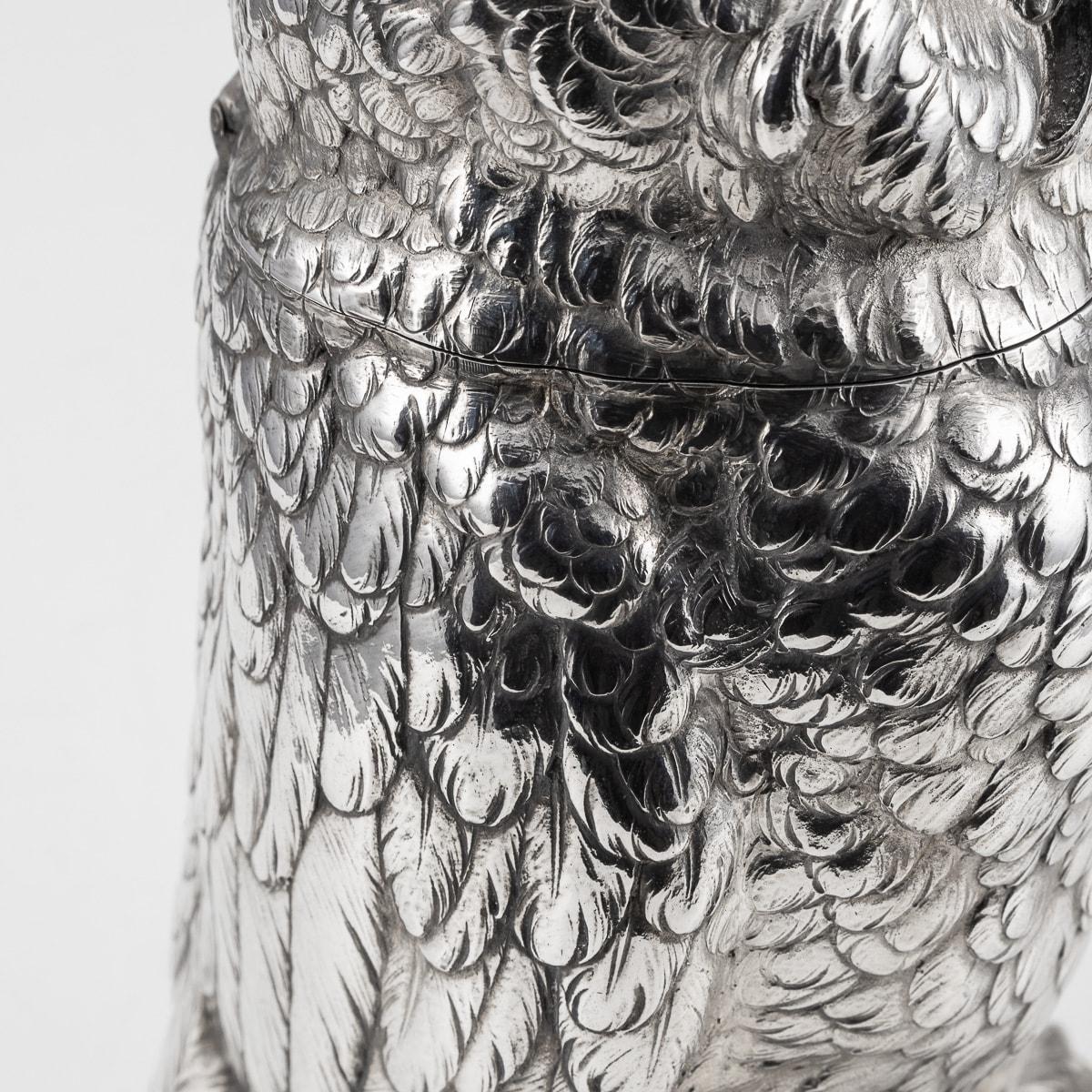 20th Century German Solid Silver Owl Shaped Wine Cooler, c.1920 11