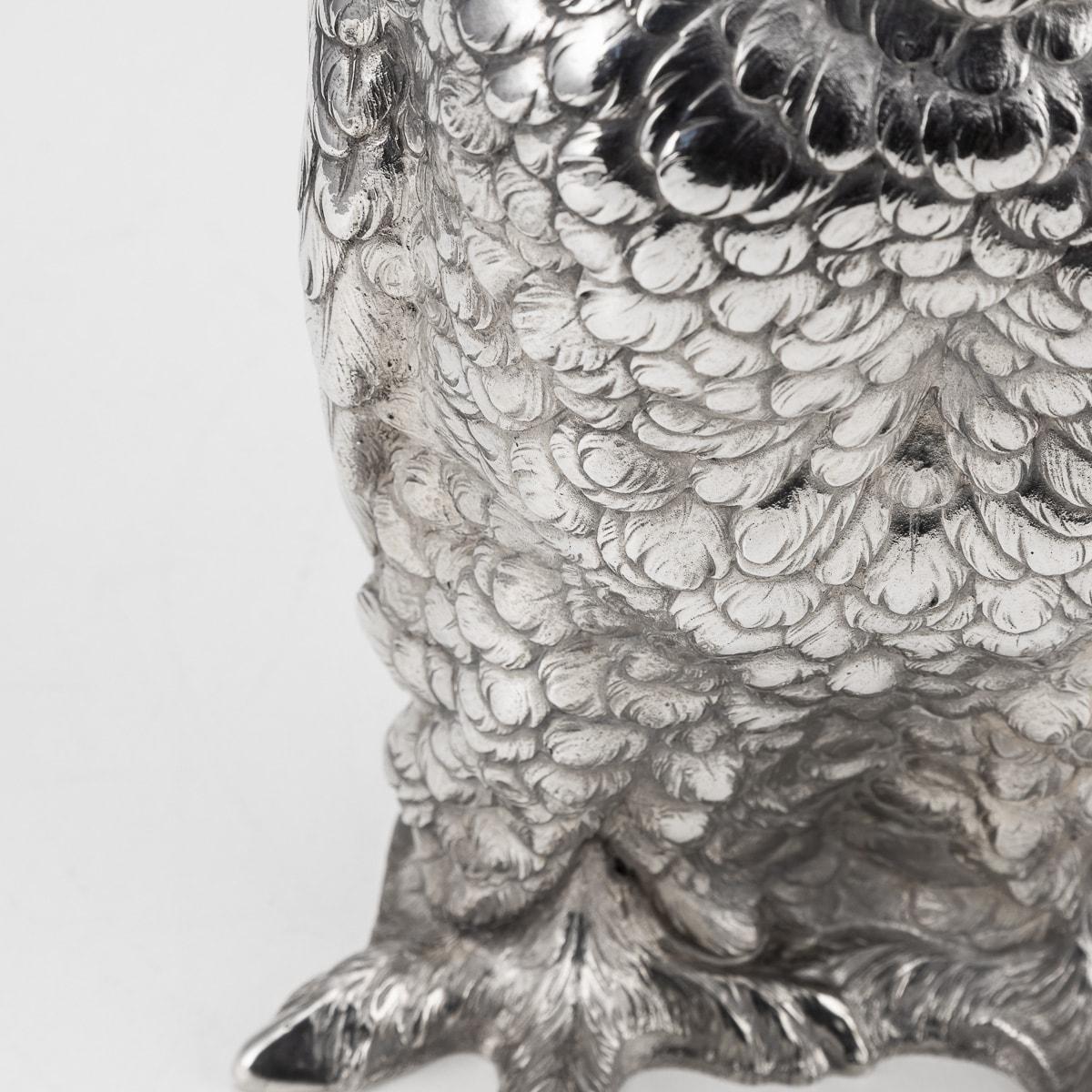 20th Century German Solid Silver Owl Shaped Wine Cooler, c.1920 12