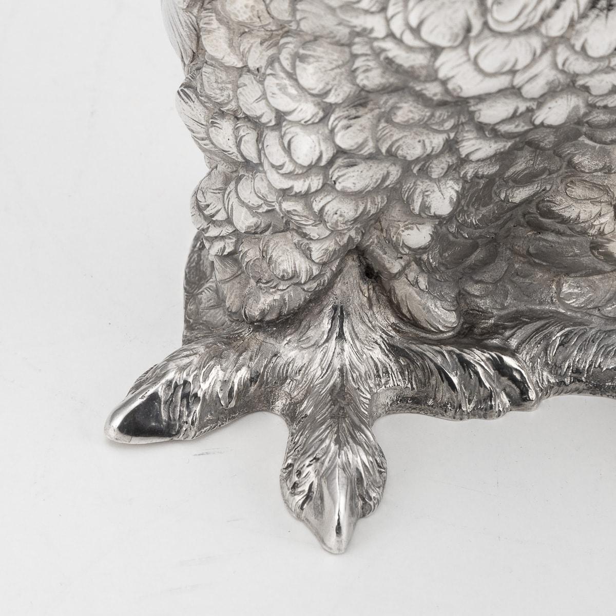 20th Century German Solid Silver Owl Shaped Wine Cooler, c.1920 14