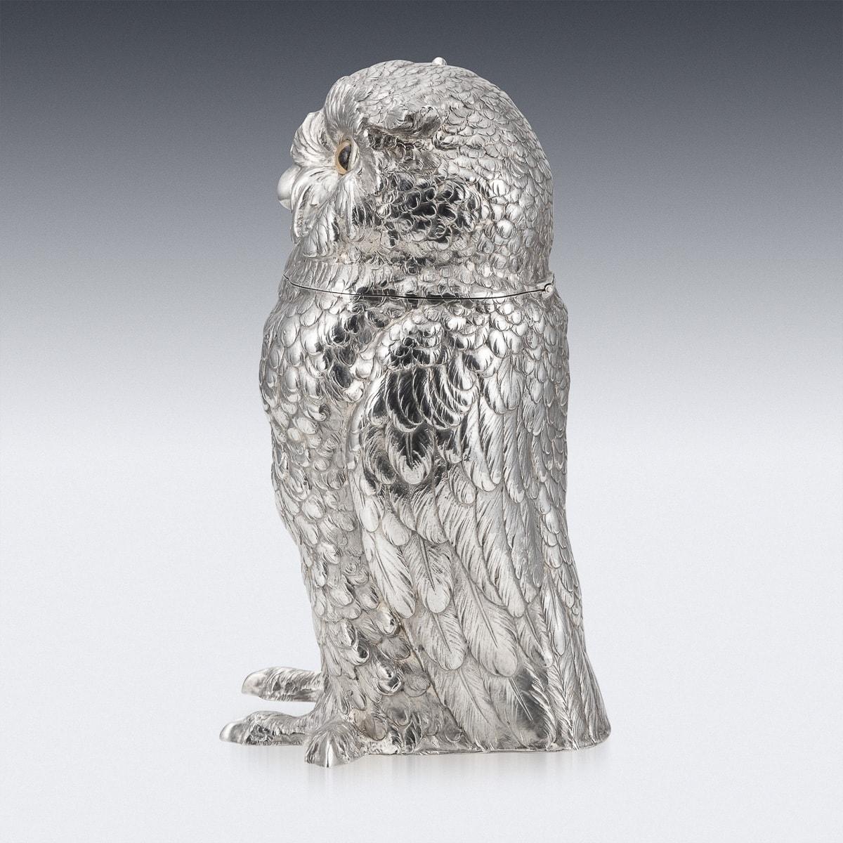 20th Century German Solid Silver Owl Shaped Wine Cooler, c.1920 In Good Condition In Royal Tunbridge Wells, Kent