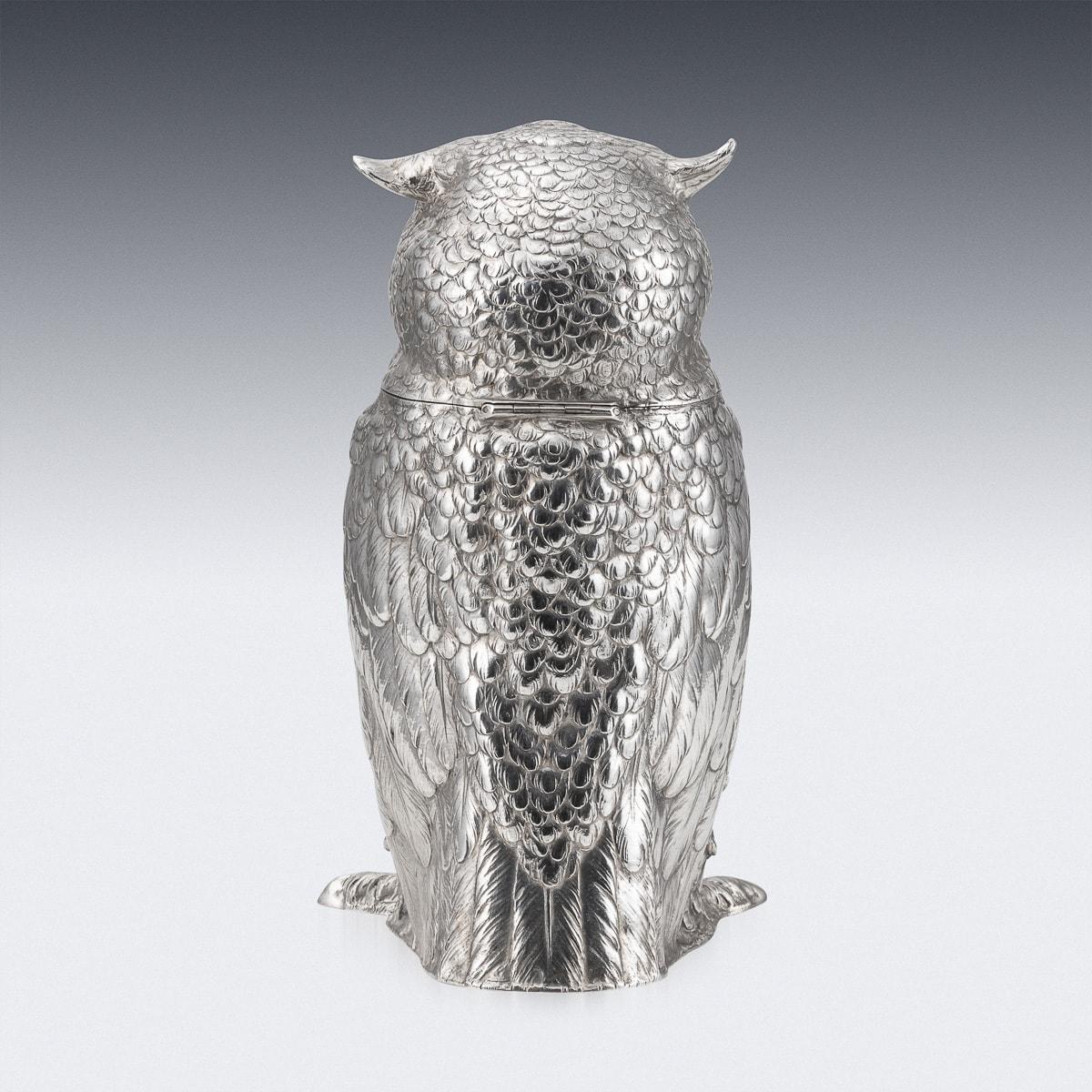 20th Century German Solid Silver Owl Shaped Wine Cooler, c.1920 1
