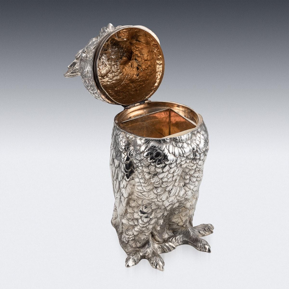 20th Century German Solid Silver Owl Shaped Wine Cooler, c.1920 4