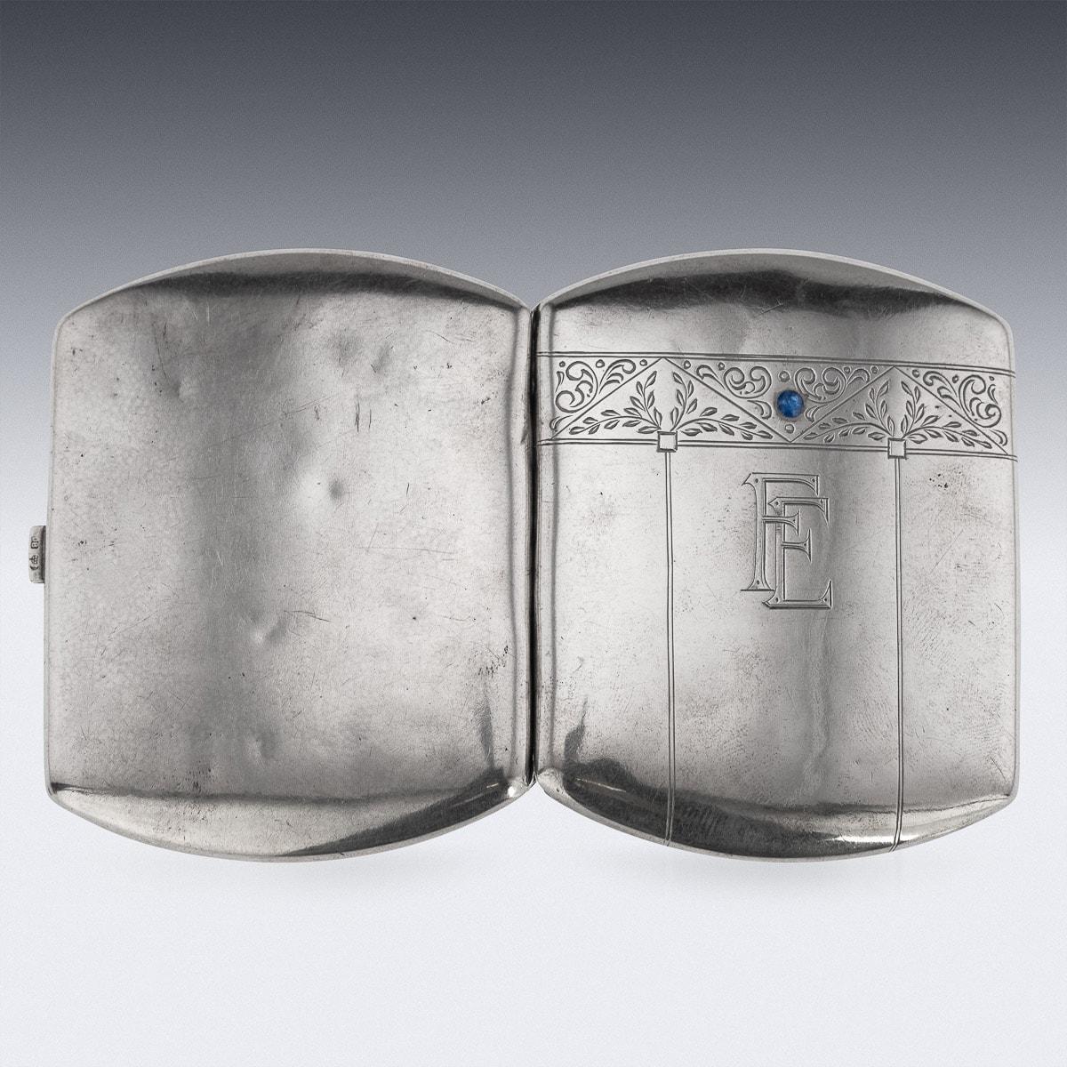 20th Century German Solid Silver & Sapphire Cigarette Case, c.1900 For Sale 2