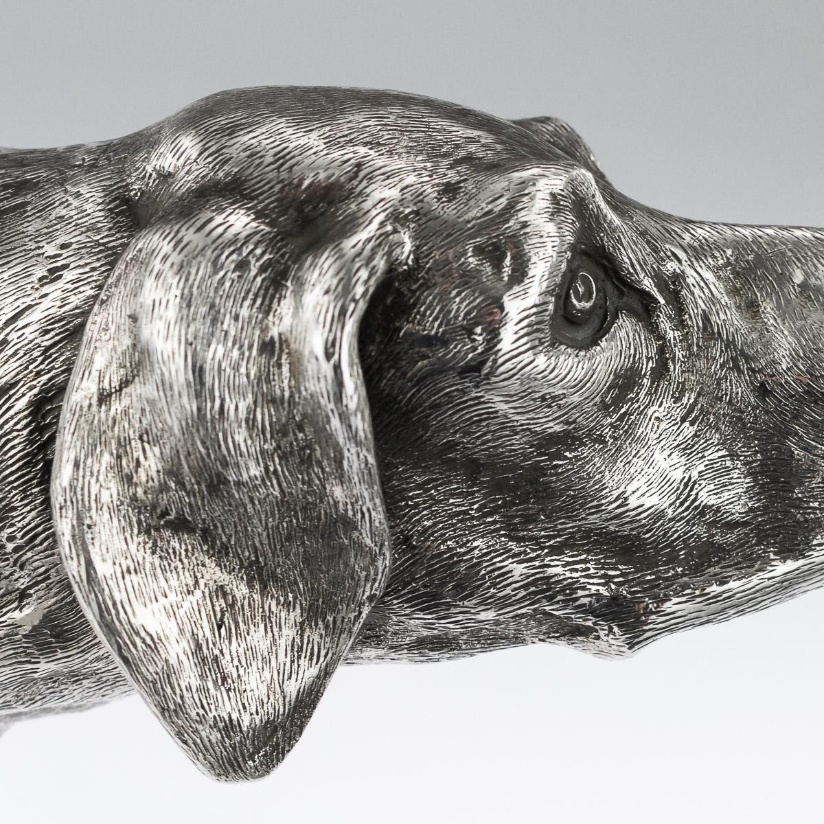 20th Century German Solid Silver Statues Of A Shorthaired Pointer c.1910 8