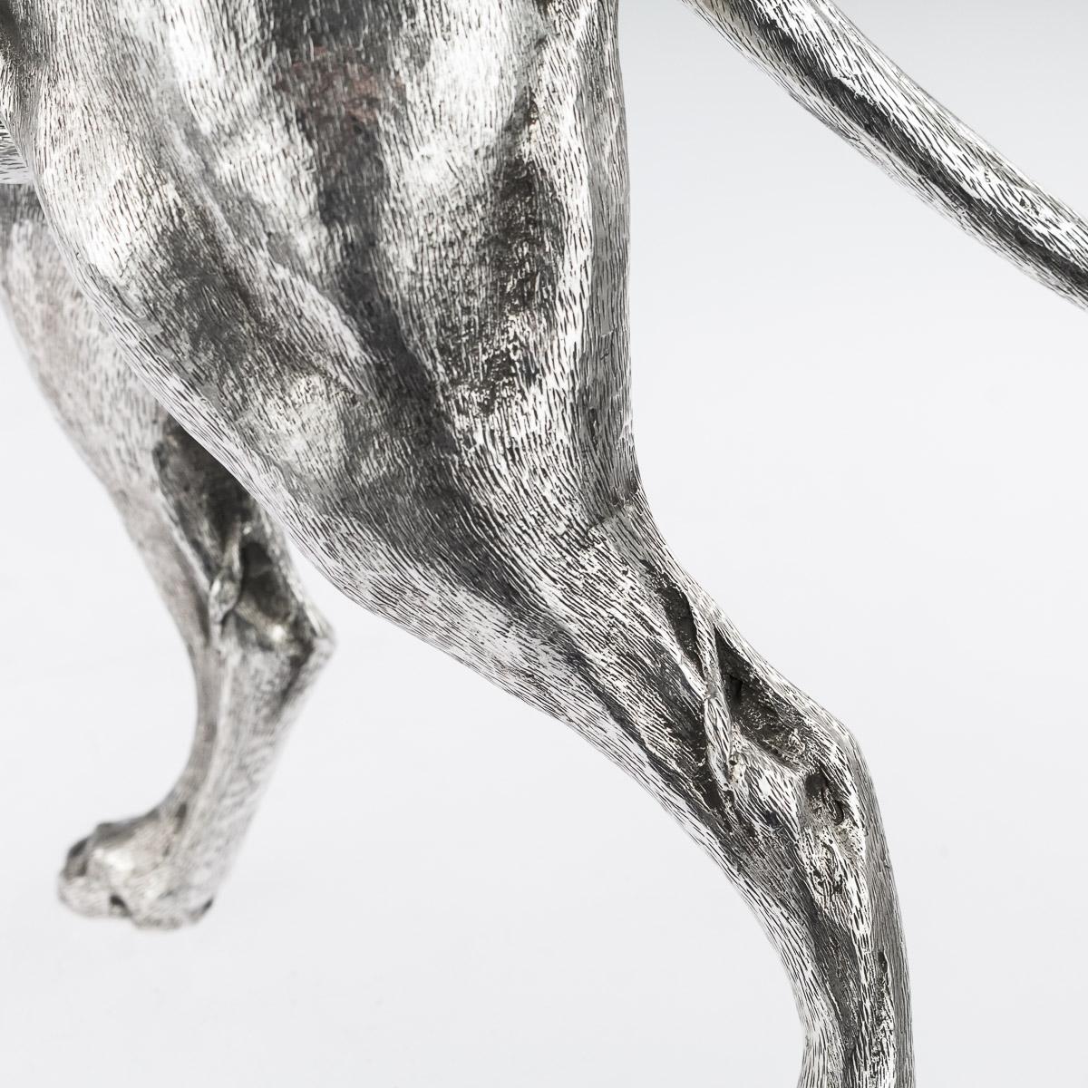 20th Century German Solid Silver Statues Of A Shorthaired Pointer c.1910 11