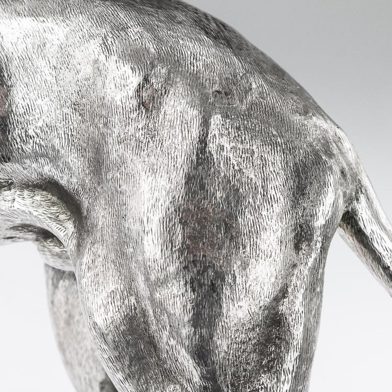 20th Century German Solid Silver Statues Of A Shorthaired Pointer c