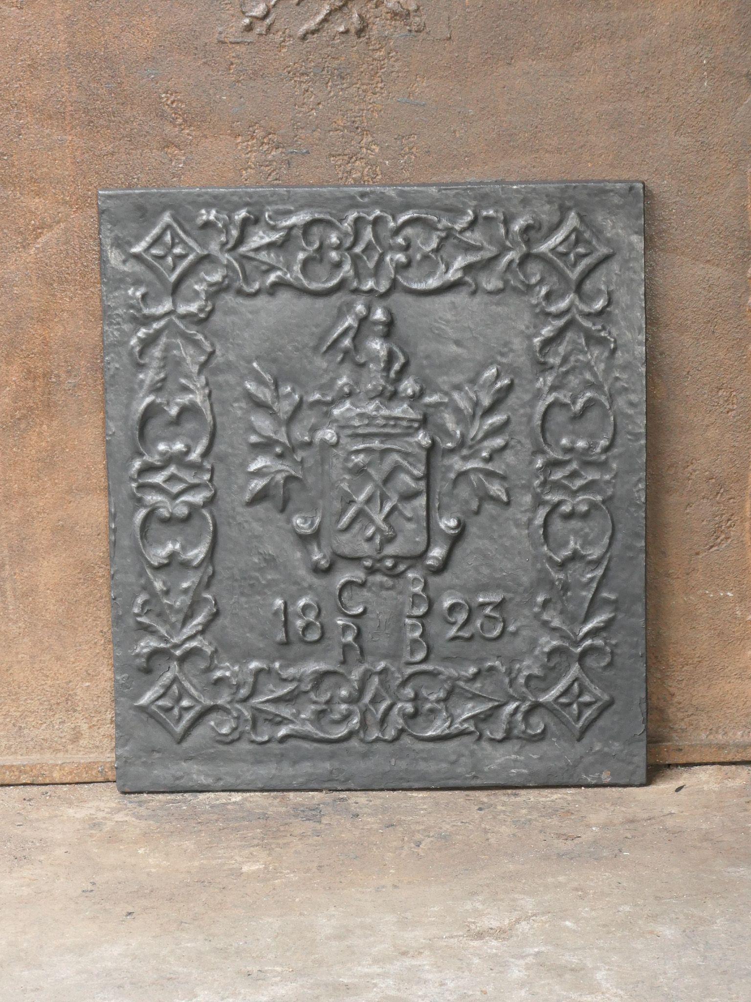 Cast 20th Century German Victorian Style 'Coat of Arms' Fireback / Backsplash For Sale