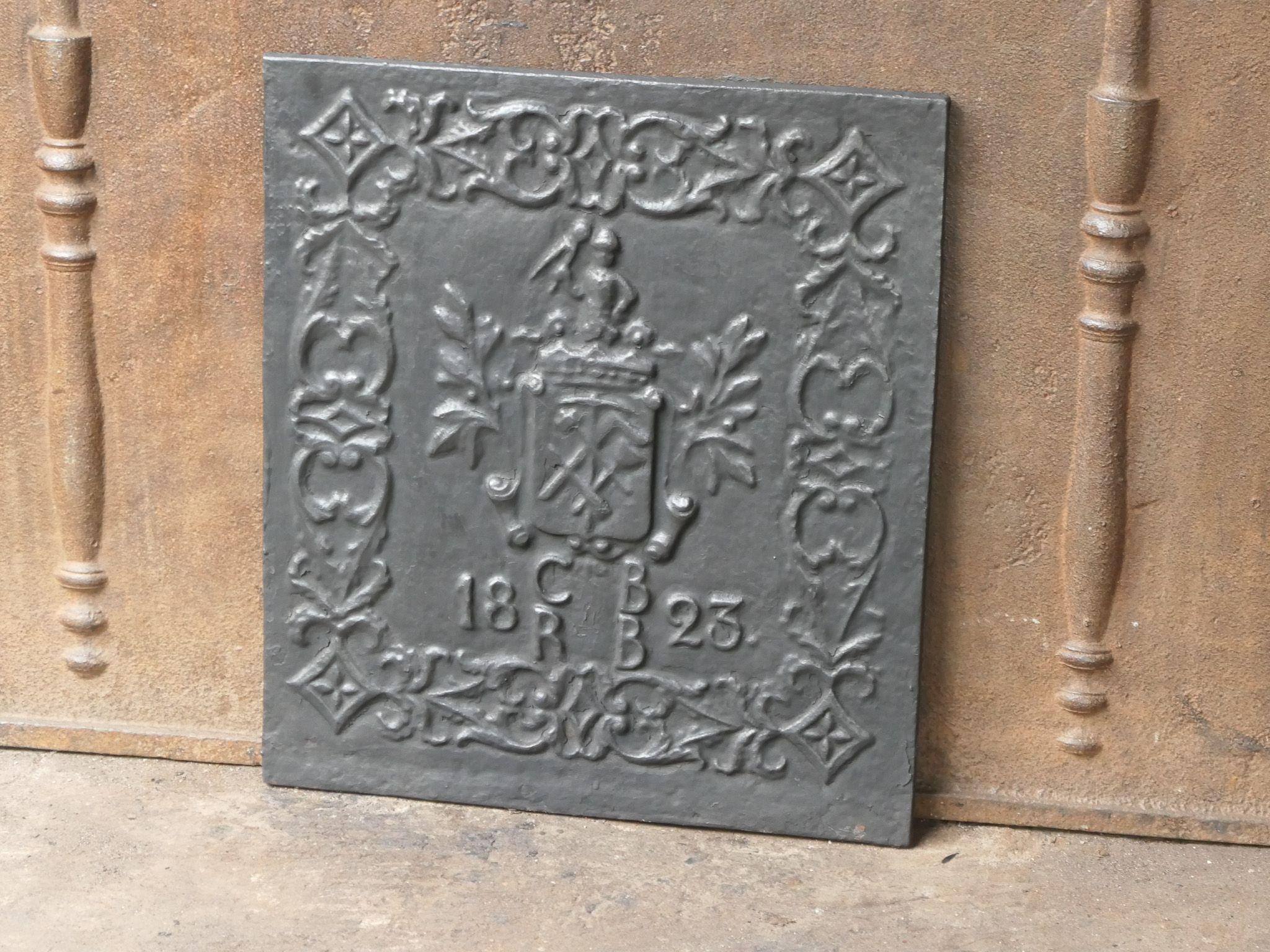 Iron 20th Century German Victorian Style 'Coat of Arms' Fireback / Backsplash For Sale