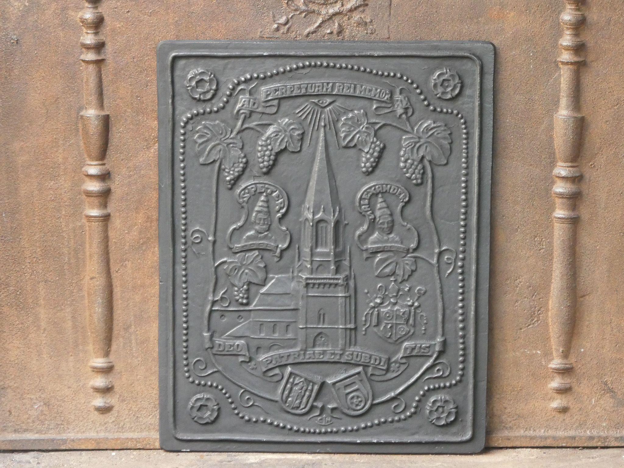 Cast 20th Century German Victorian Style 'Religious Theme' Fireback / Backsplash For Sale
