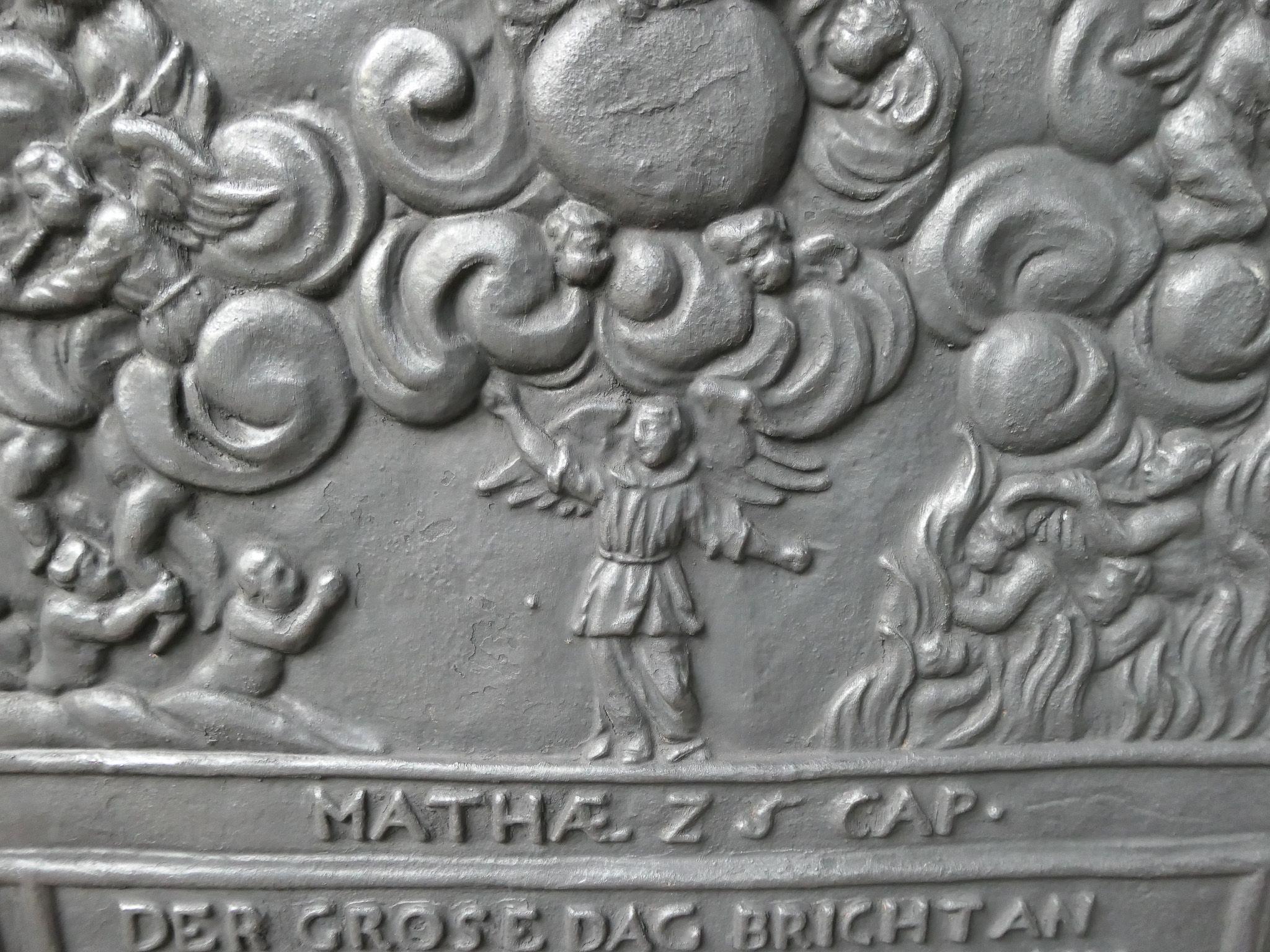 Iron 20th Century German Victorian Style 'Religious Theme' Fireback / Backsplash For Sale