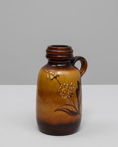 Mid-Century German Ceramic Vase, W. Germany, Brown to Amber Glaze
