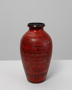 Mid-Century German Ceramic Vase, W. Germany, Red Glaze, Fat Lava Style