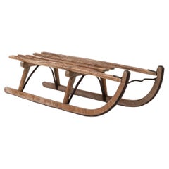 Vintage 20th Century German Wooden Sled By Davos