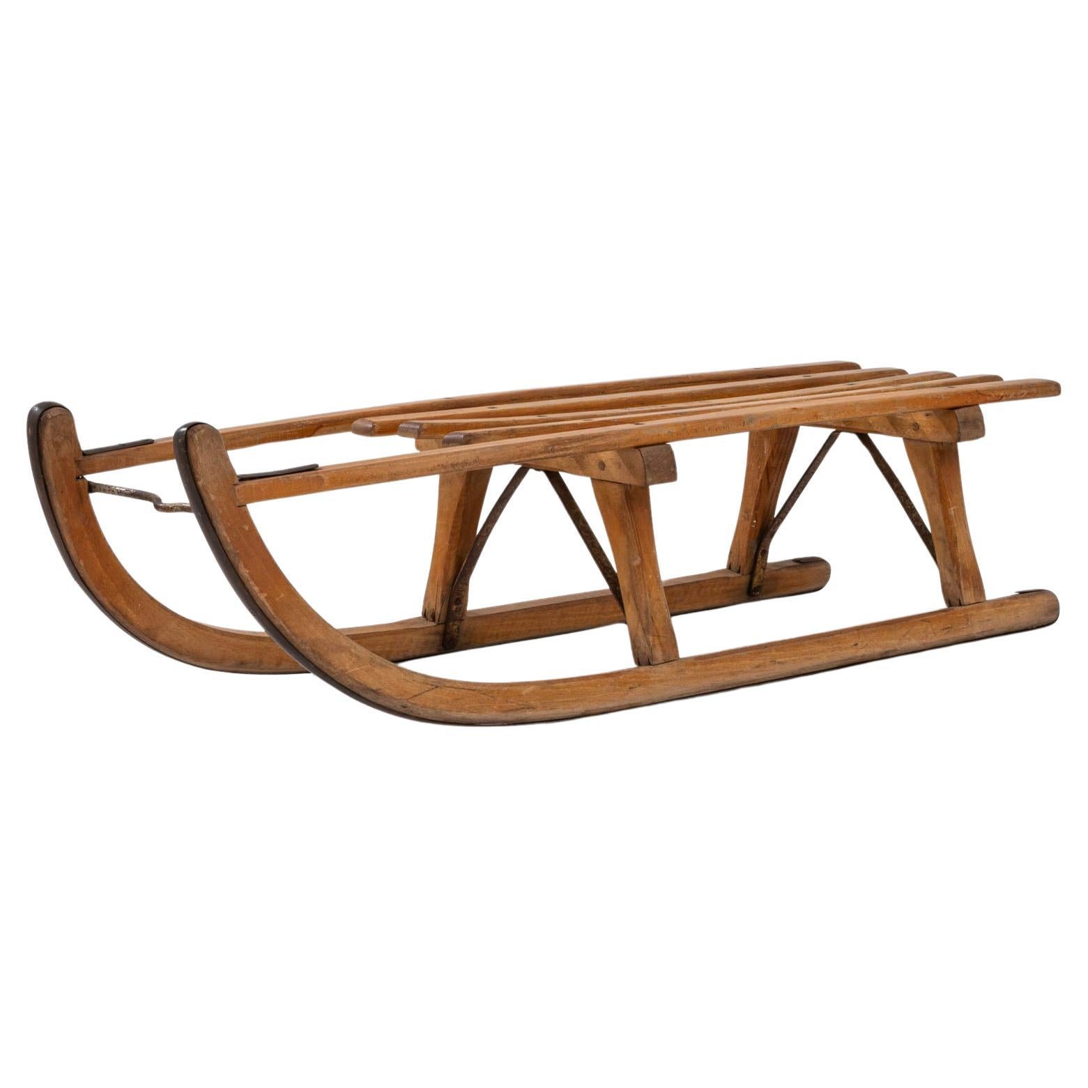 20th Century German Wooden Sled By Davos For Sale