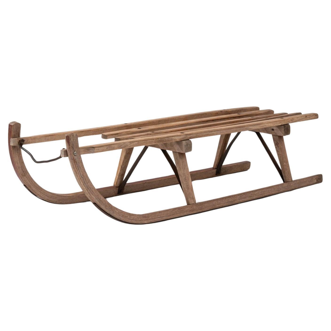 20th Century German Wooden Sled By Davos For Sale