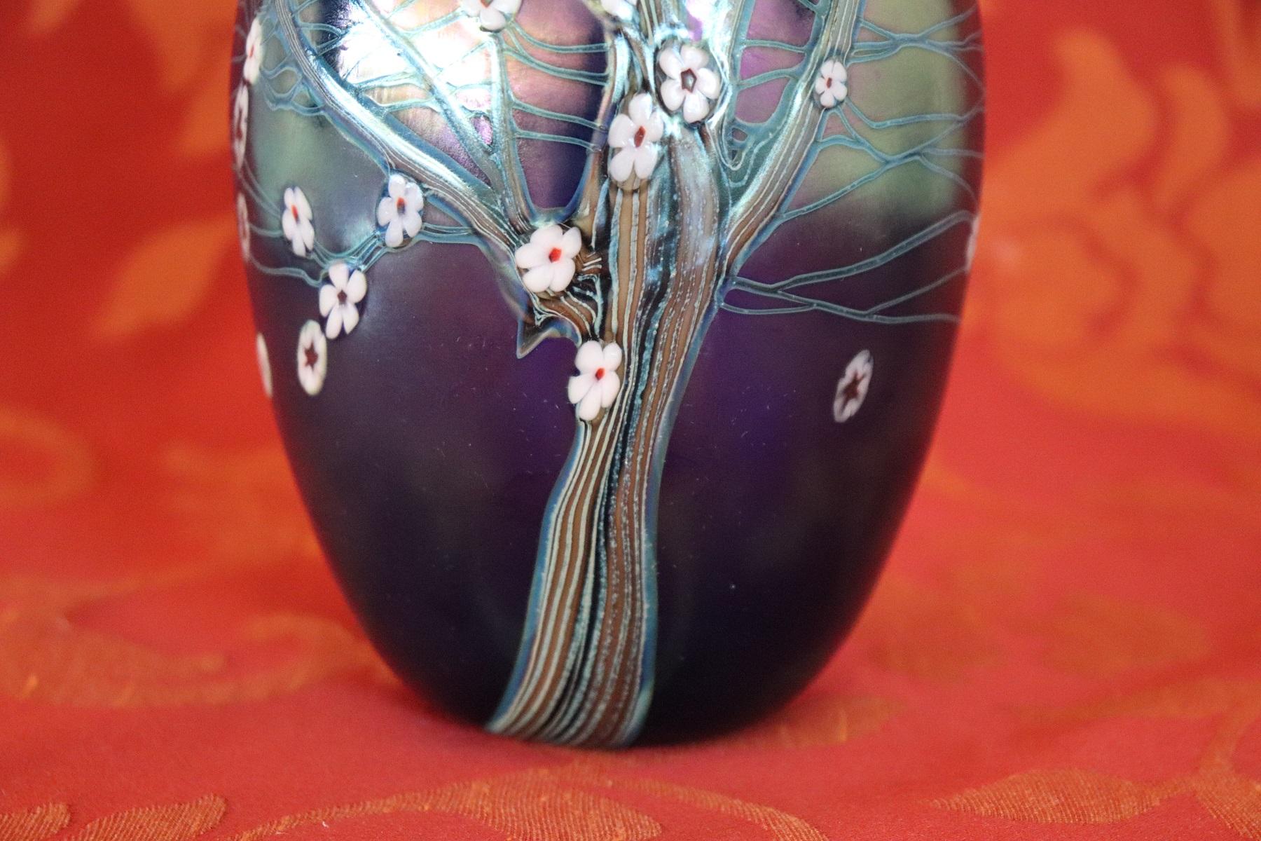 Early 20th Century 20th Century Germany Art Nouveau Vase in Glass with Enamel Decoration by Orivit